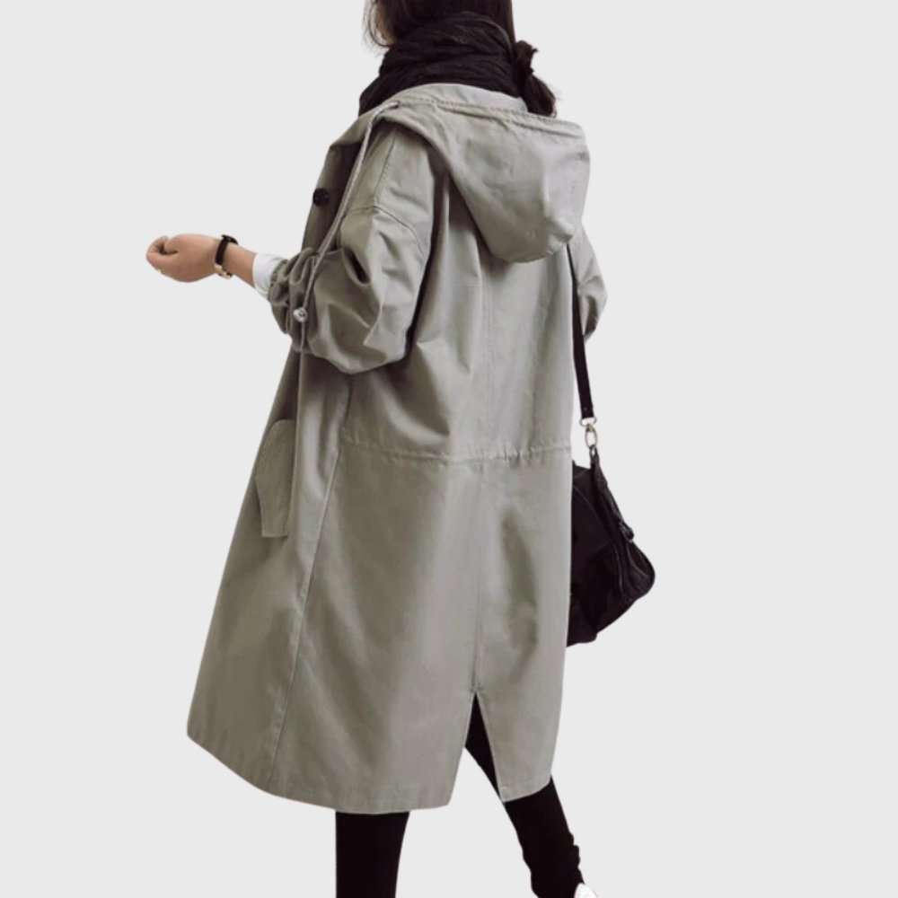 Women's Hooded Trench Coat | Button Front-Faylori