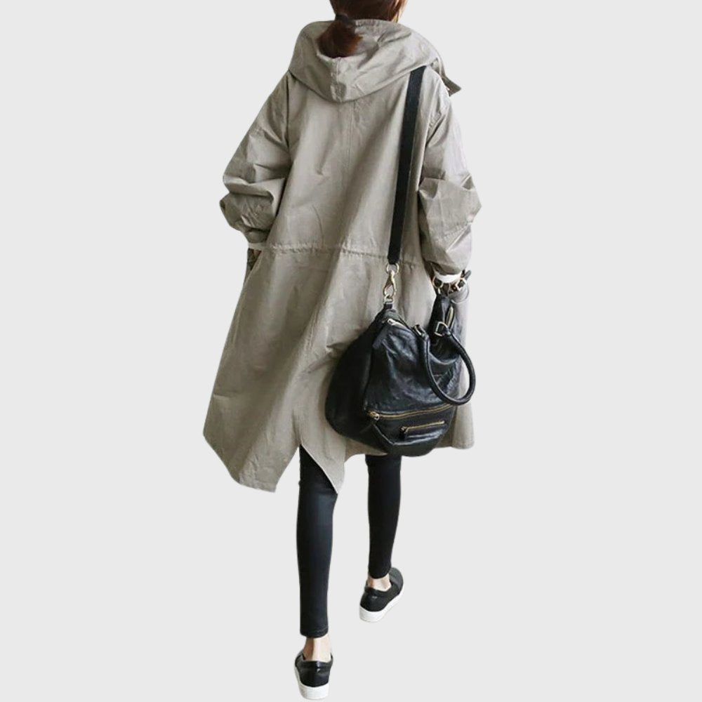 Women's Hooded Trench Coat | Button Front-Faylori