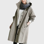 Women's Hooded Trench Coat | Button Front-Faylori