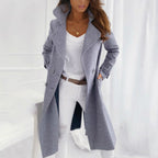 Women's Long Coat Lapel Collar Long Sleeve Black Winter Overcoat – Casual, Office, Holiday, Gift