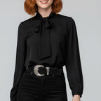 Women's Long-Sleeve Blouse | Bow-Tie Neck-Faylori