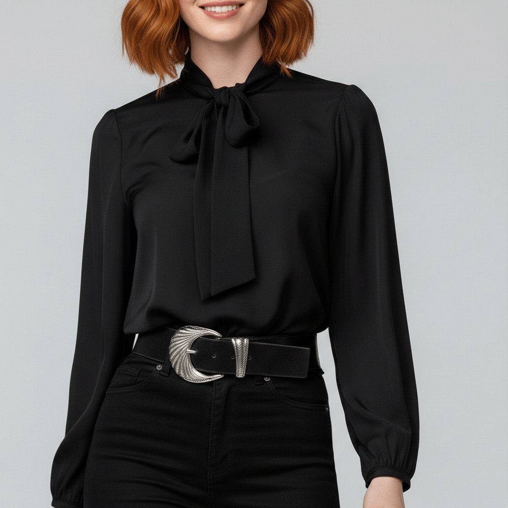 Women's Long-Sleeve Blouse | Bow-Tie Neck-Faylori