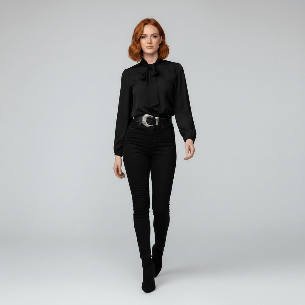 Women's Long-Sleeve Blouse | Bow-Tie Neck-Faylori
