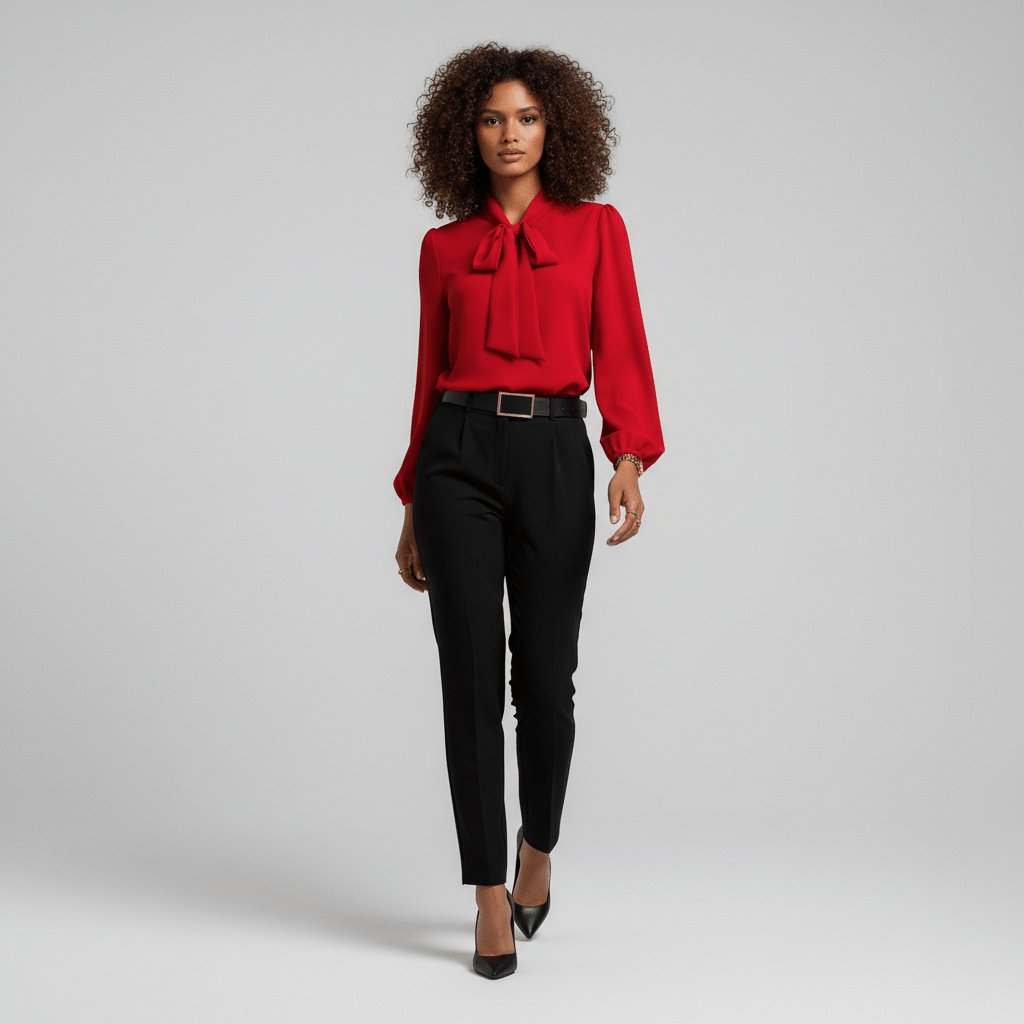 Women's Long-Sleeve Blouse | Bow-Tie Neck-Faylori