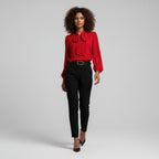 Women's Long-Sleeve Blouse | Bow-Tie Neck-Faylori