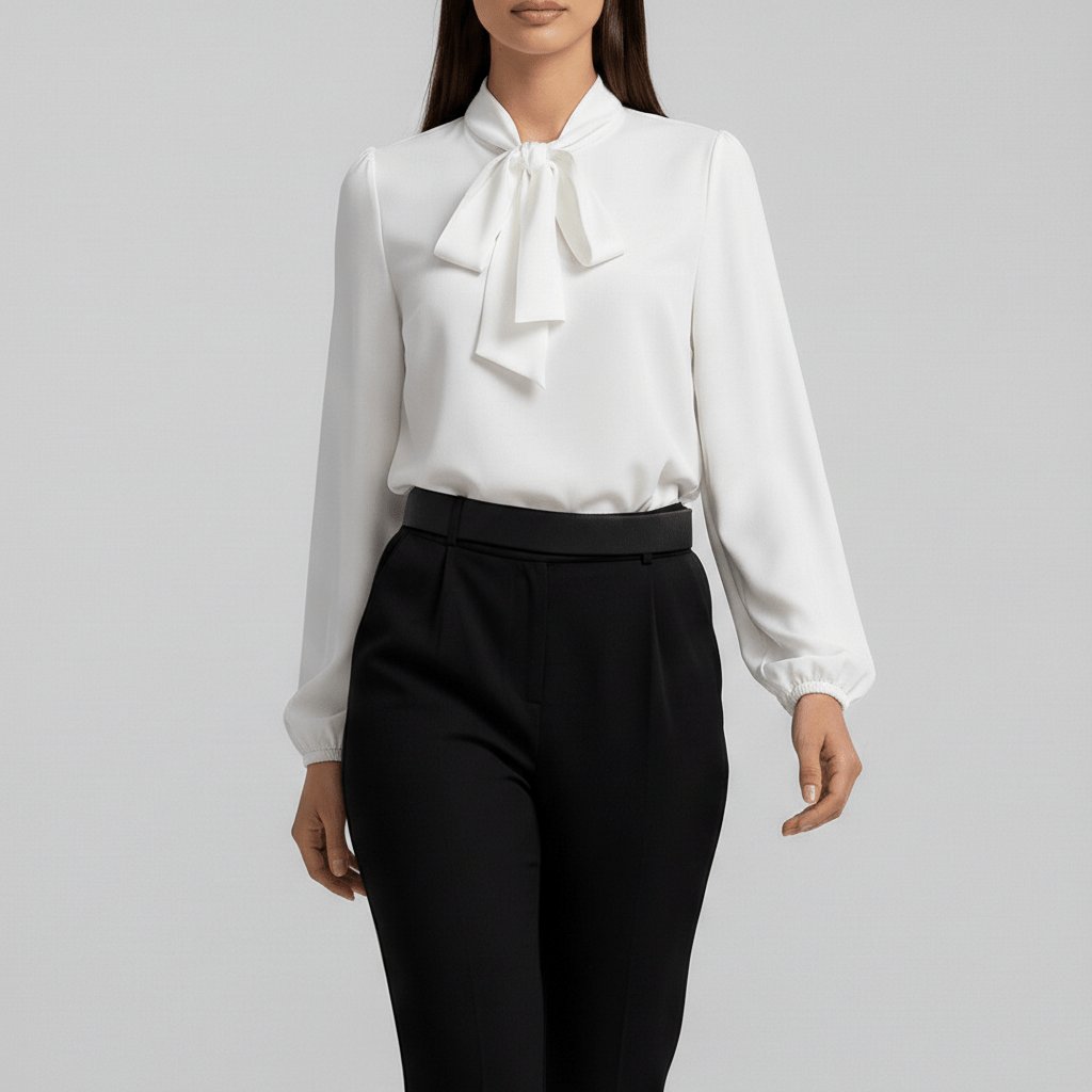 Women's Long-Sleeve Blouse | Bow-Tie Neck-Faylori