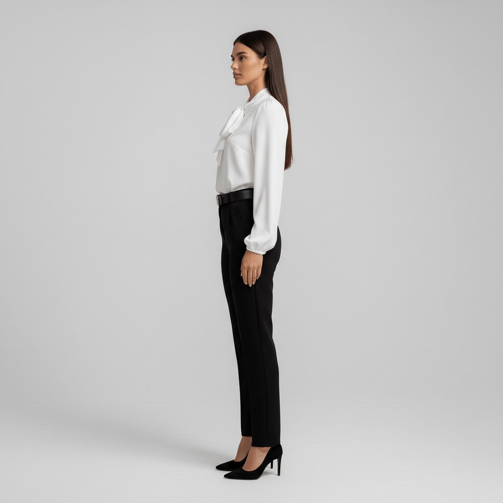 Women's Long-Sleeve Blouse | Bow-Tie Neck-Faylori
