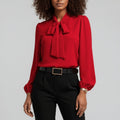 Women's Long-Sleeve Blouse | Bow-Tie Neck-Faylori