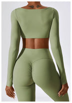 Women's Long-Sleeve Yoga Set | Square Neck-Faylori