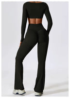 Women's Long-Sleeve Yoga Set | Square Neck-Faylori