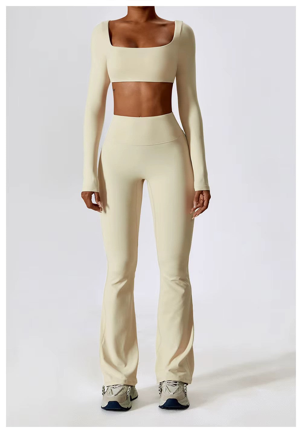 Women's Long-Sleeve Yoga Set | Square Neck-Faylori