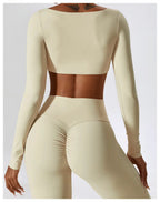 Women's Long-Sleeve Yoga Set | Square Neck-Faylori