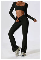 Women's Long-Sleeve Yoga Set | Square Neck-Faylori