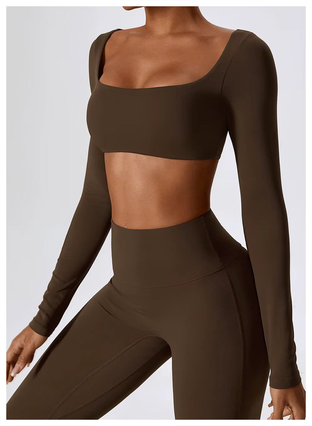 Women's Long-Sleeve Yoga Set | Square Neck-Faylori