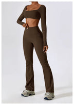 Women's Long-Sleeve Yoga Set | Square Neck-Faylori