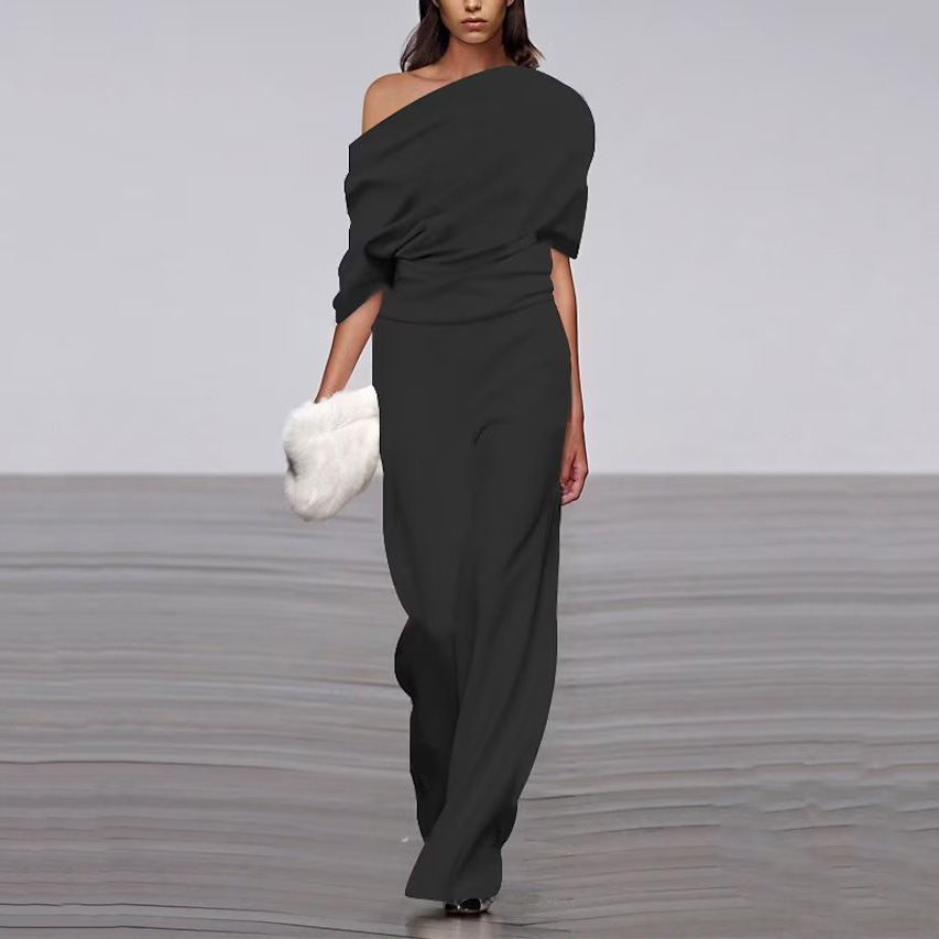 Women's One-Shoulder Jumpsuit | Wide Leg-Faylori