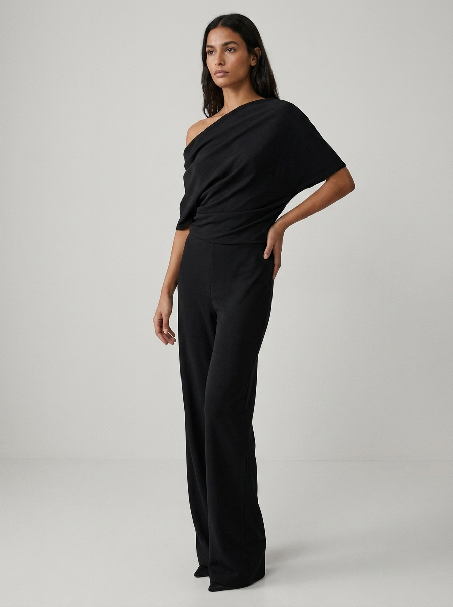 Women's One-Shoulder Jumpsuit | Wide Leg-Faylori