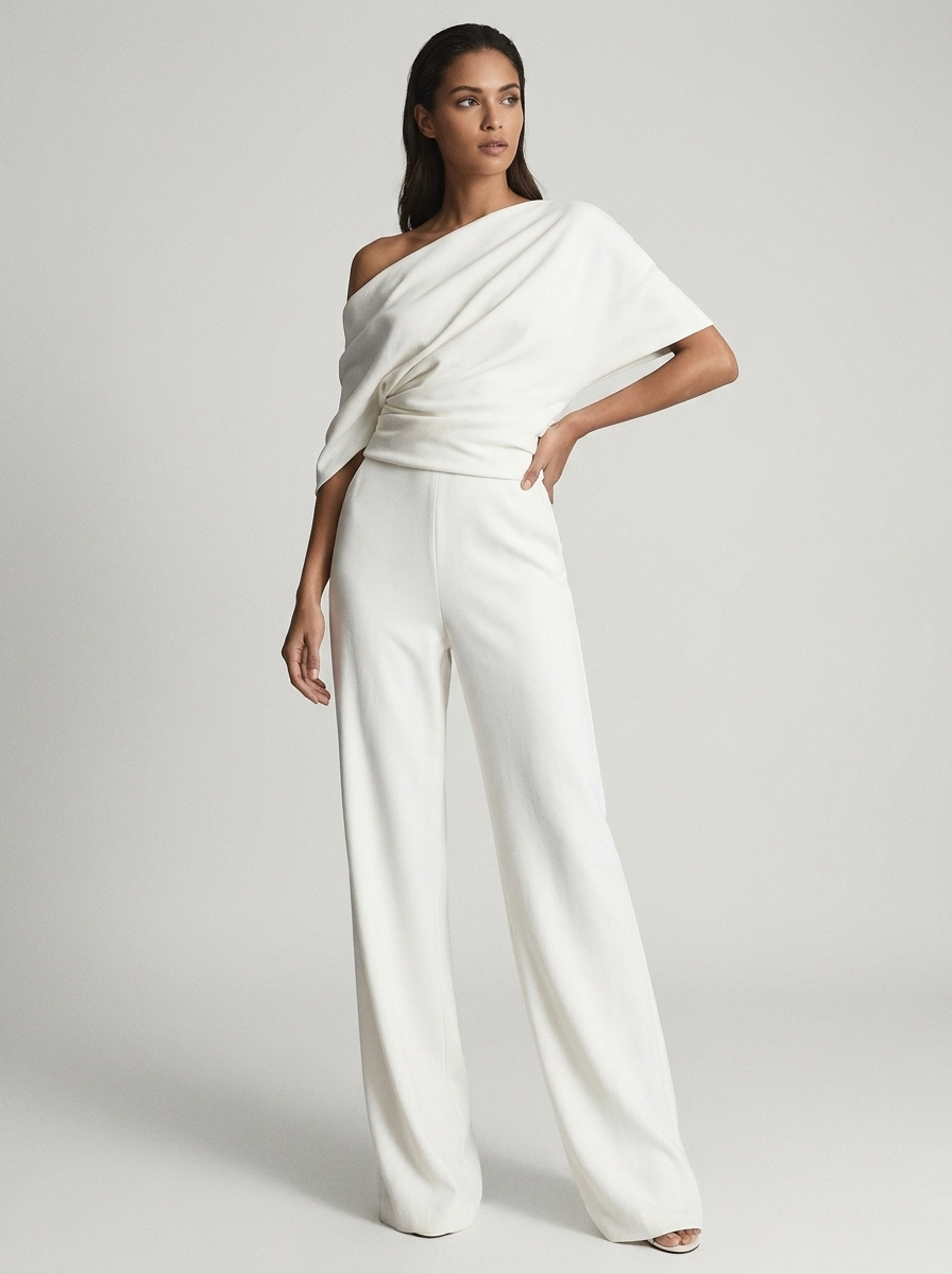 Women's One-Shoulder Jumpsuit | Wide Leg-Faylori