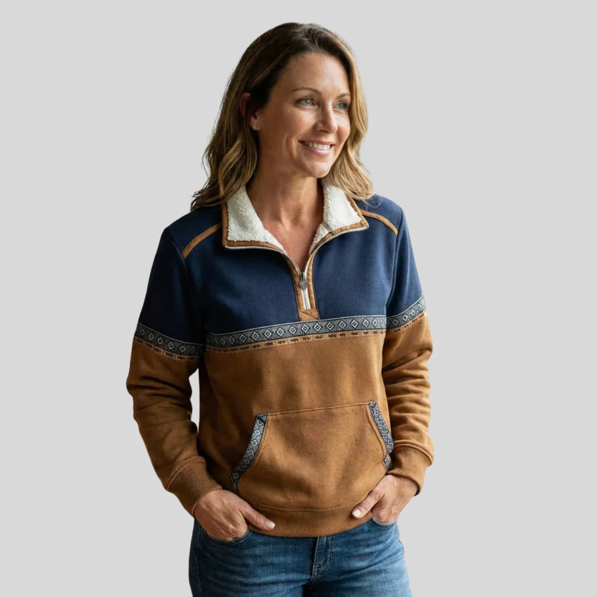 Women's Quarter-Zip Sweatshirt | Aztec Trim-Faylori
