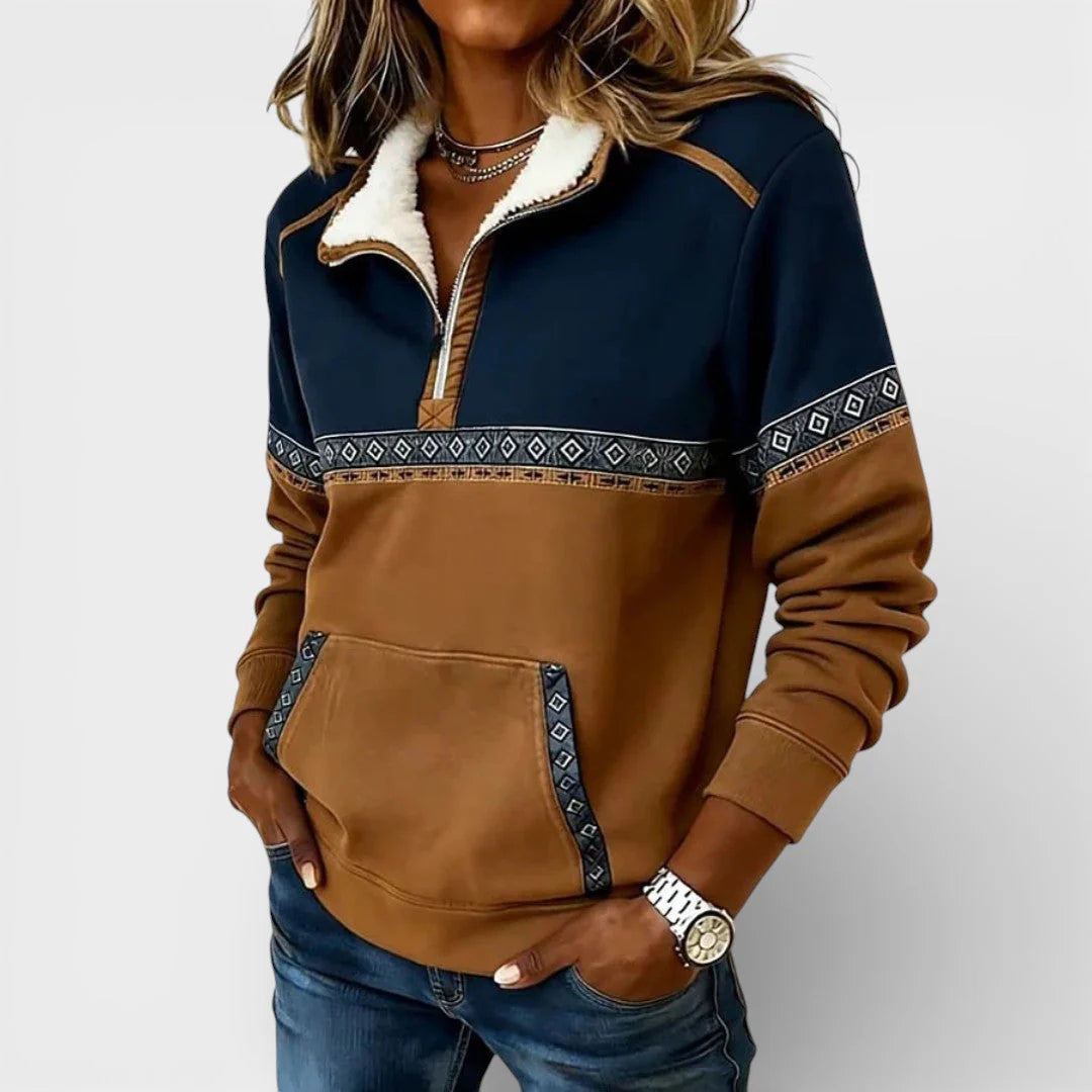 Women's Quarter-Zip Sweatshirt | Aztec Trim-Faylori