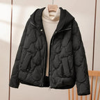 Women's Quilted Puffer Jacket with Hood Zip Front Beige Lightweight Coat – Casual, Office, Winter, Gift