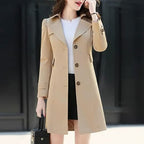 Women's Single-Breasted Trench Coat | Notch Lapel-Faylori