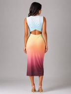 Women's Sleeveless Bodycon Midi Dress | Ruched Waist-Faylori