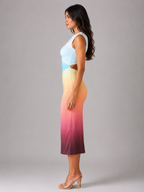 Women's Sleeveless Bodycon Midi Dress | Ruched Waist-Faylori
