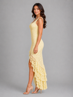Women's Sleeveless Lace Dress | Ruffle Hem-Faylori