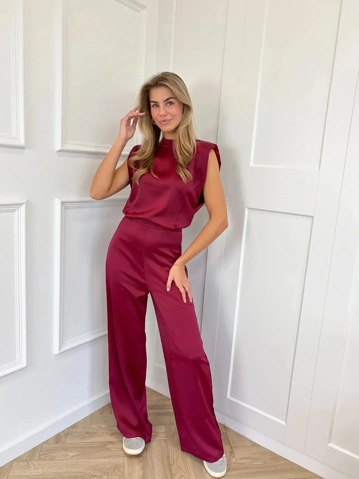Women's Sleeveless Jumpsuit | Wide-Leg Pants-Faylori