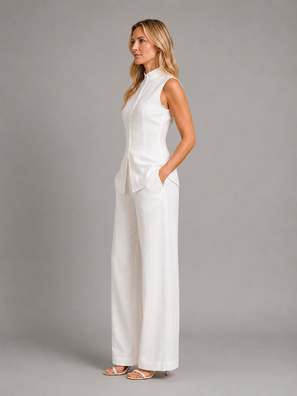Women's Sleeveless Set | Button Top-Faylori