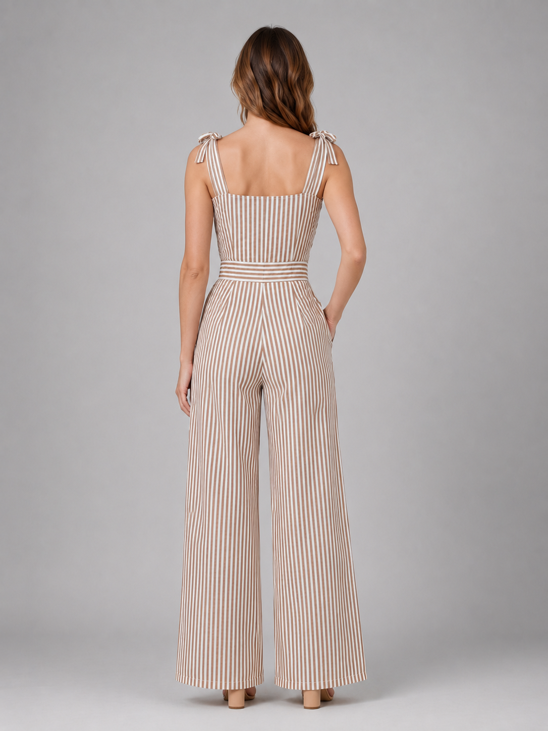 Women's Striped Jumpsuit | Tie Straps-Faylori