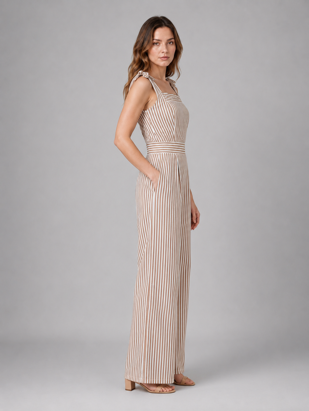Women's Striped Jumpsuit | Tie Straps-Faylori