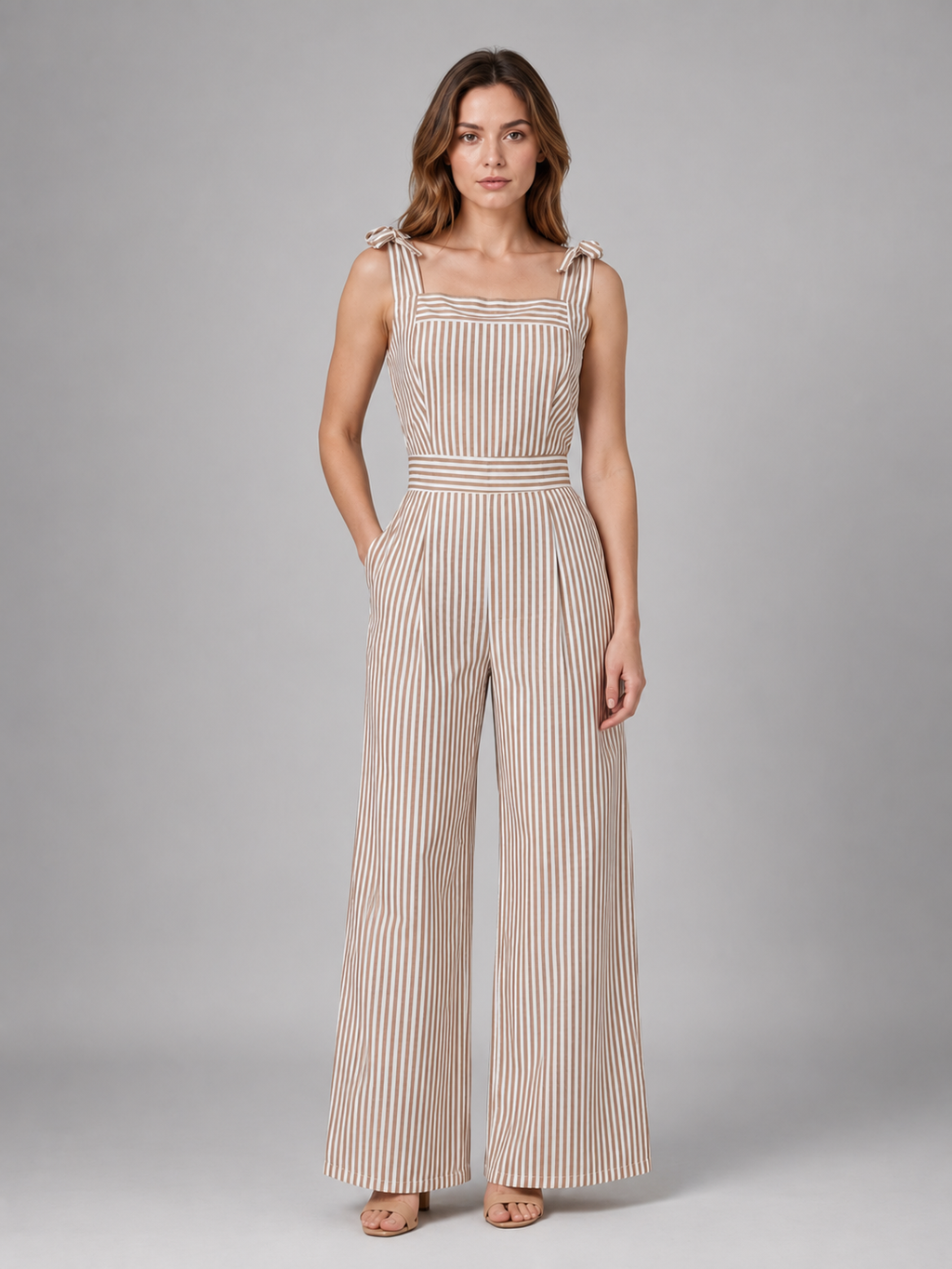Women's Striped Jumpsuit | Tie Straps-Faylori