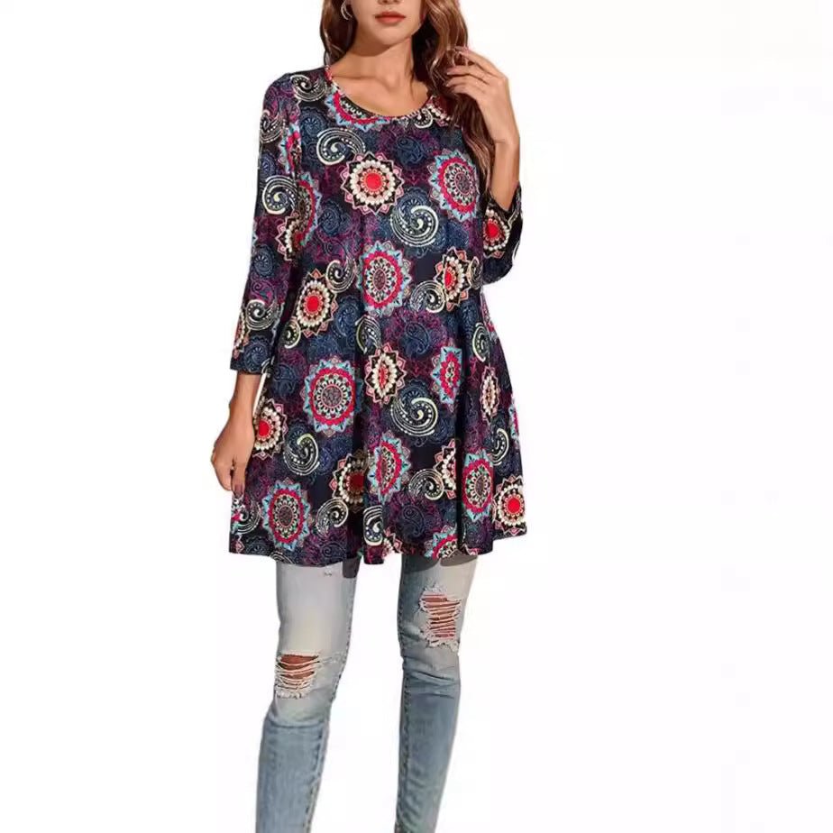 Women's Swing Tunic | Mandala Print-Faylori
