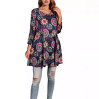 Women's Swing Tunic | Mandala Print-Faylori