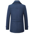 Wool Blend Coat Men's Black Double Collar Zip Trench Jacket – Office, Business, Casual, Gift