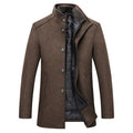 Wool Blend Coat Men's Stand-Collar Single-Breasted Jacket – Office, Casual · Faylori