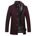 Wool Blend Coat Men's Stand-Collar Single-Breasted Jacket – Office, Casual · Faylori