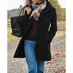 Wool Blend Coat Women's Turndown Collar Single-Breasted Jacket – Casual, Office · Faylori