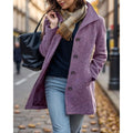 Wool Blend Coat Women's Turndown Collar Single-Breasted Jacket – Casual, Office · Faylori