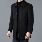 Wool Blend Overcoat Men's Gray Notched Collar Single-Breasted Jacket – Casual, Office, Winter, Gift