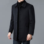Wool Blend Overcoat Men's Gray Notched Collar Single-Breasted Jacket – Casual, Office, Winter, Gift