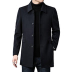 Wool Blend Overcoat Men's Gray Notched Collar Single-Breasted Jacket – Casual, Office, Winter, Gift