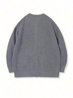 Zip-Up Cardigan Knit Ribbed Gray Men's Relaxed Fit – Casual, Office · Faylori