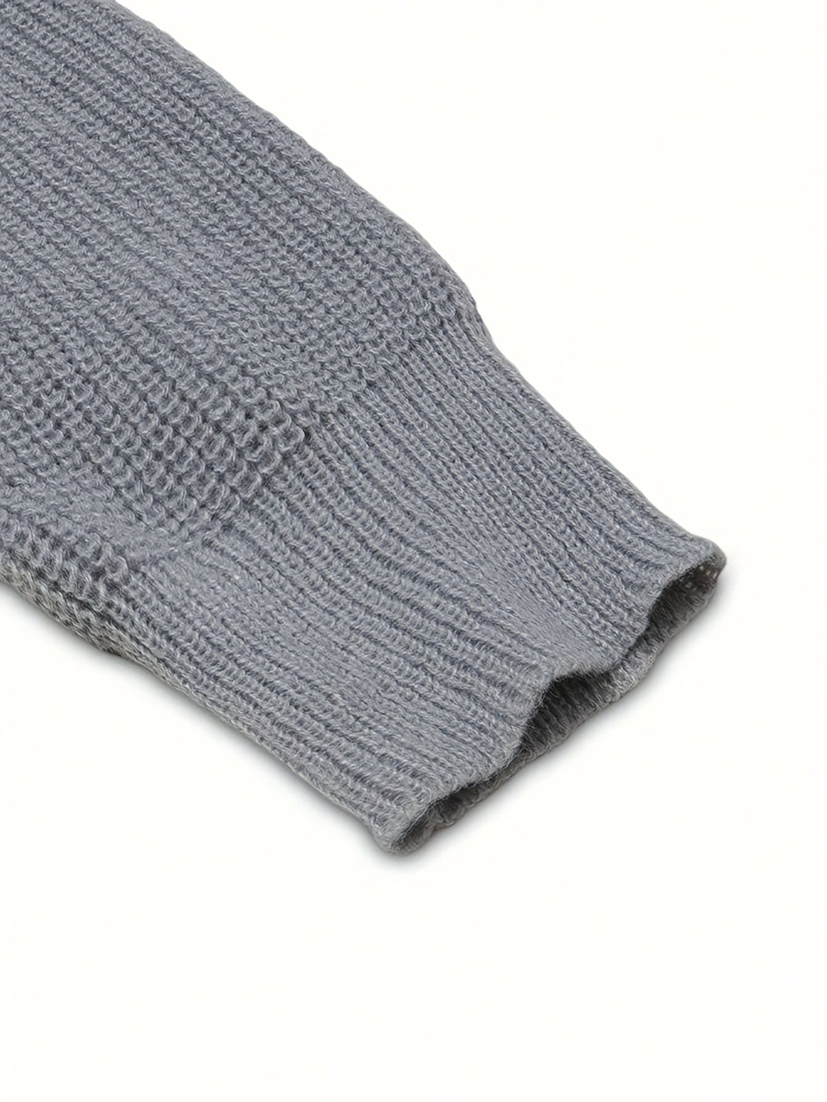 Zip-Up Cardigan Knit Ribbed Gray Men's Relaxed Fit – Casual, Office · Faylori