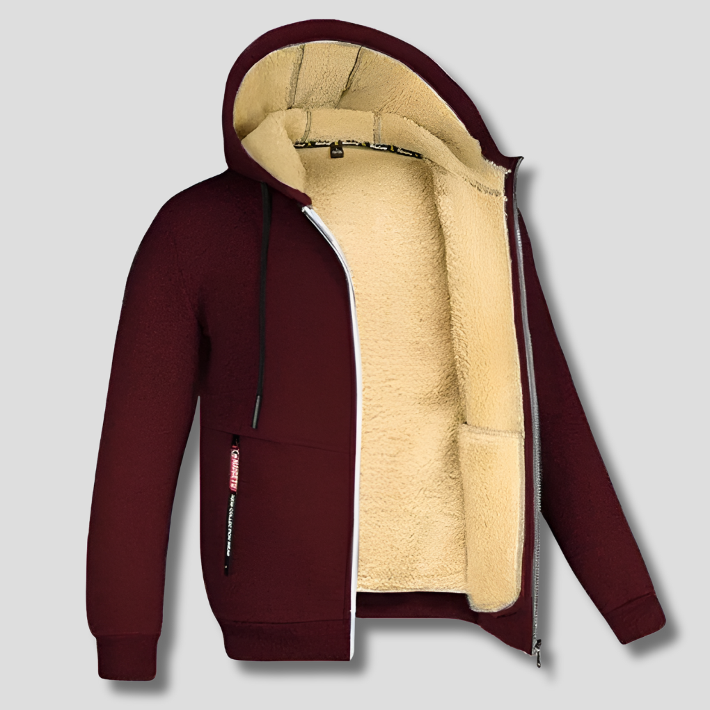 Zip-Up Hooded Jacket Men's Sherpa Lined Fleece Winter Coat – Casual, Outdoor · Faylori