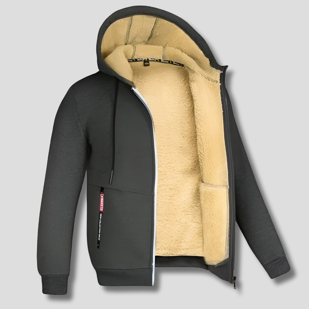 Zip-Up Hooded Jacket Men's Sherpa Lined Fleece Winter Coat – Casual, Outdoor · Faylori