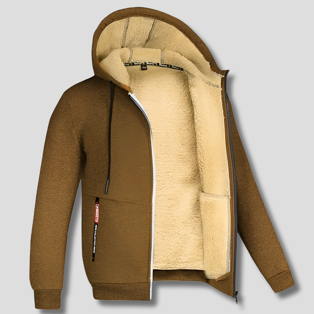 Zip-Up Hooded Jacket Men's Sherpa Lined Fleece Winter Coat – Casual, Outdoor · Faylori