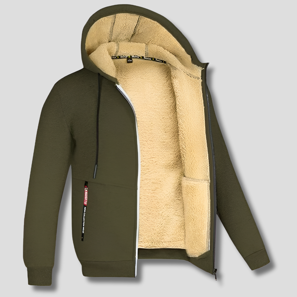 Zip-Up Hooded Jacket Men's Sherpa Lined Fleece Winter Coat – Casual, Outdoor · Faylori